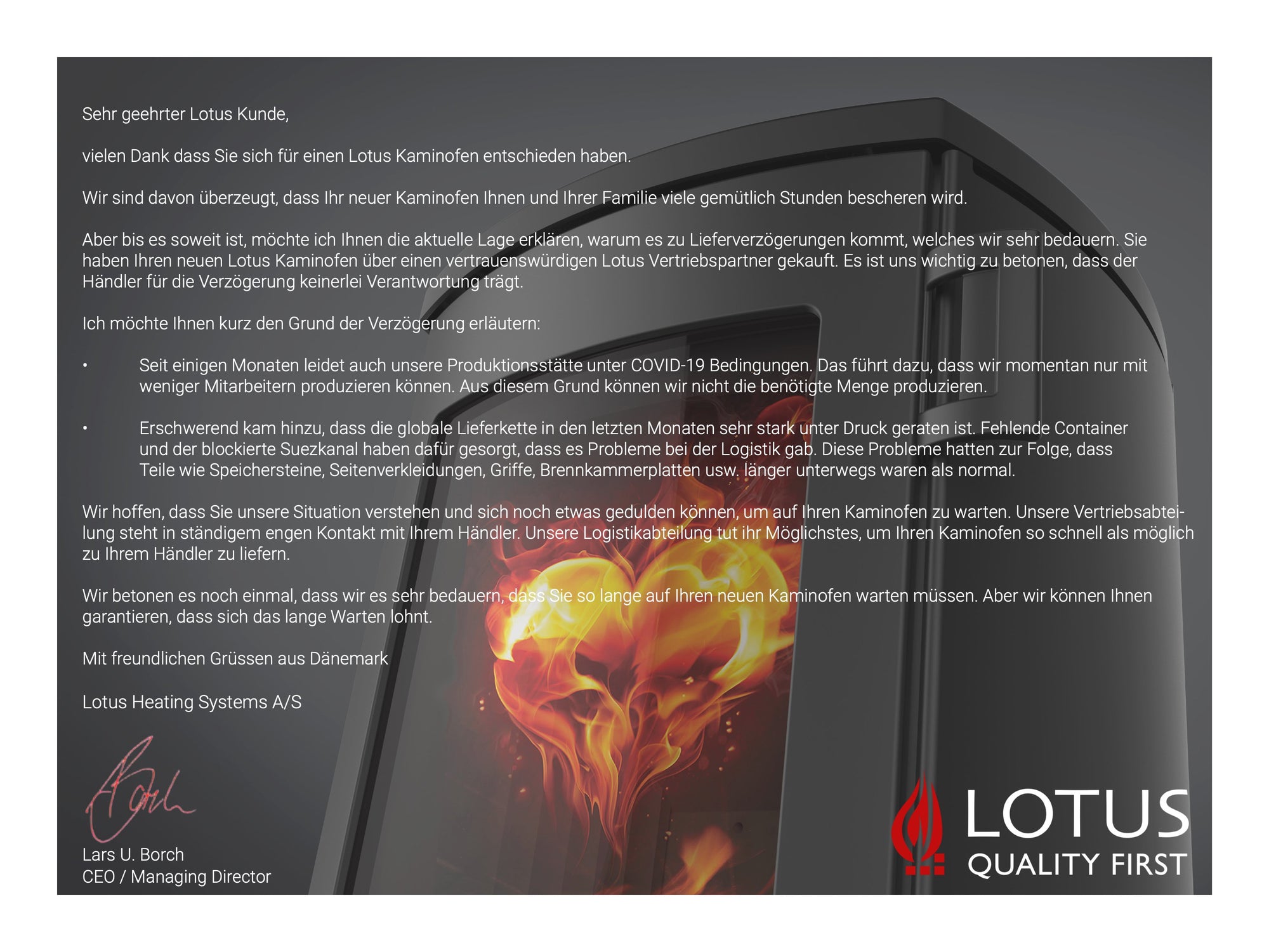 Stellungnahme Lotus zur Liefersituation