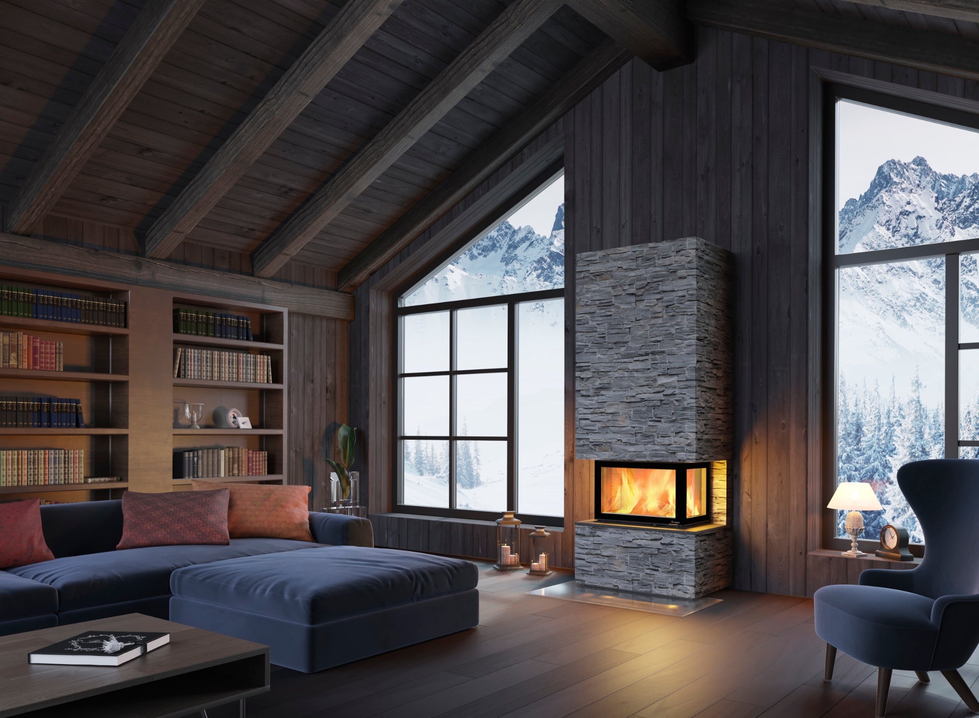 Nordpeis Davos Stone U High 3seitiger Heizkamin - Bernhard Schleicher e.K.