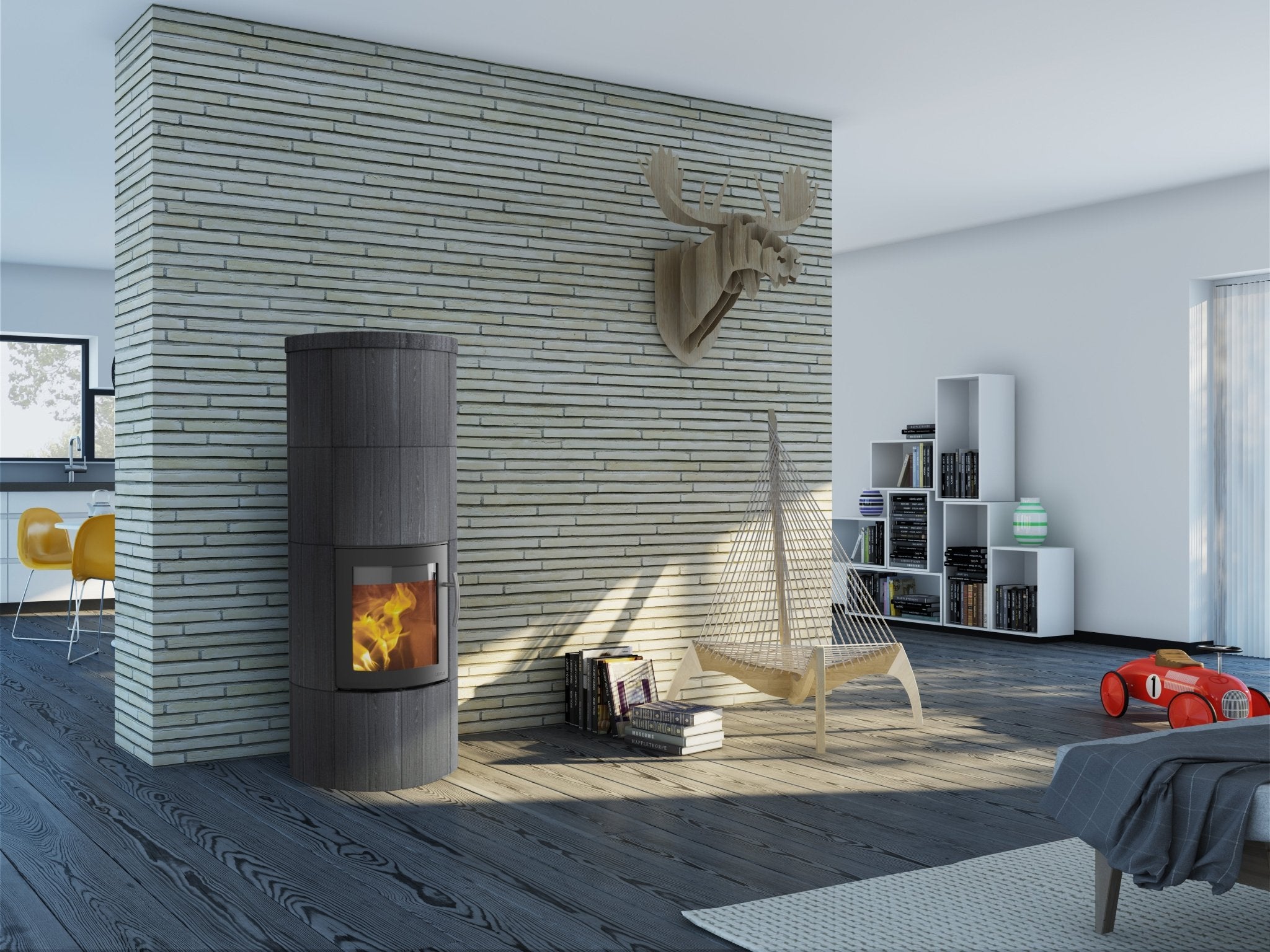 Lotus Speicherofen M2 Indian Night im Wohnzimmer