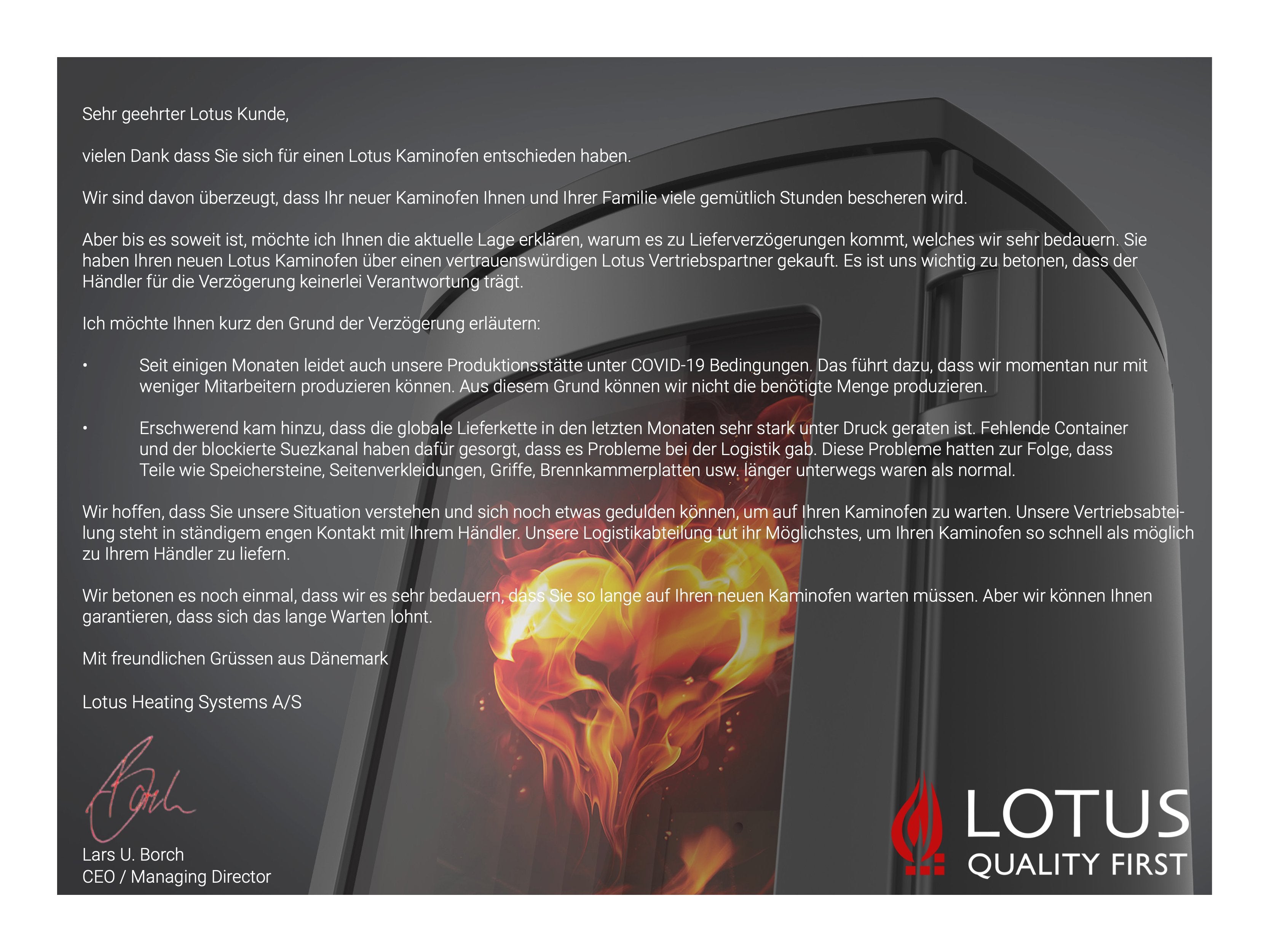 Stellungnahme Lotus zur Liefersituation