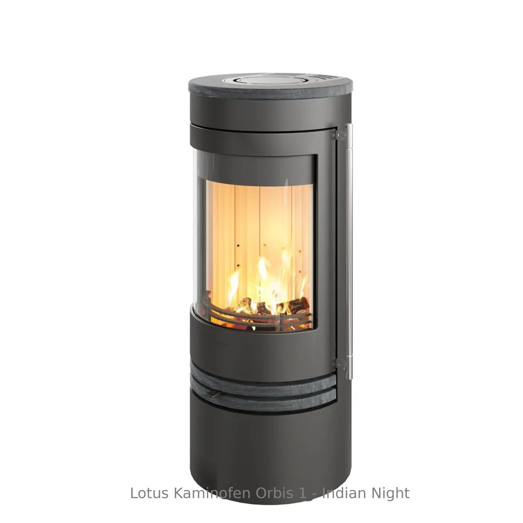 Lotus Kaminofen Orbis 1 in edler Indian Night-Ausführung – stilvoller Look mit optimaler Heizleistung