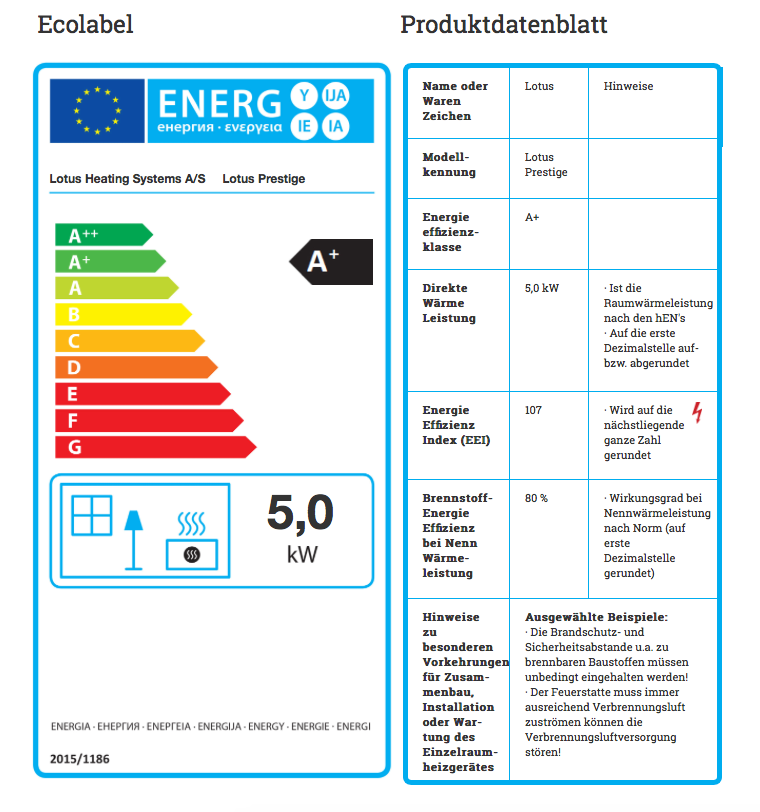 Lotus Speicherofen Prestige M Eco Label