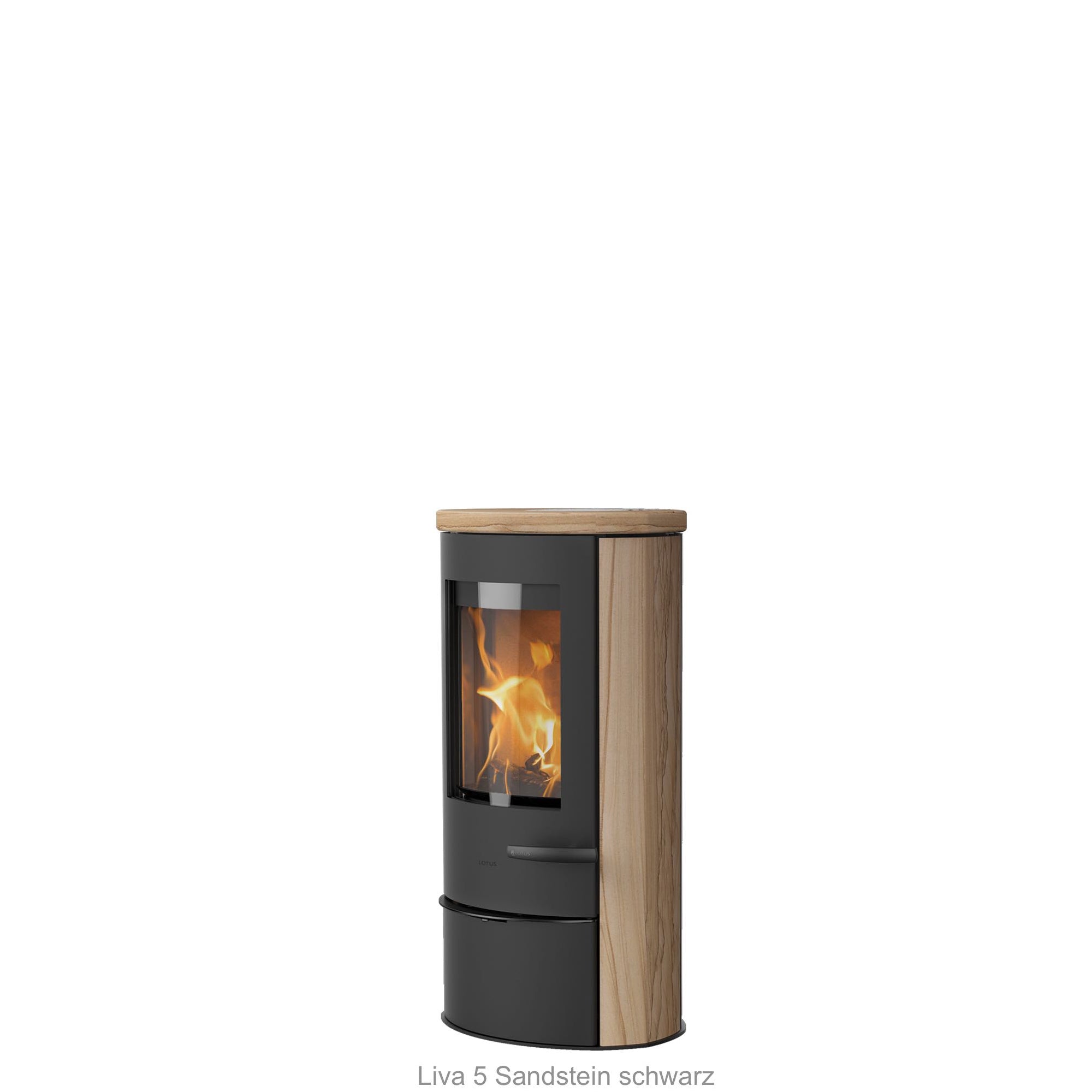 Kaminofen Lotus Liva 5 Sandstein Korpus schwarz