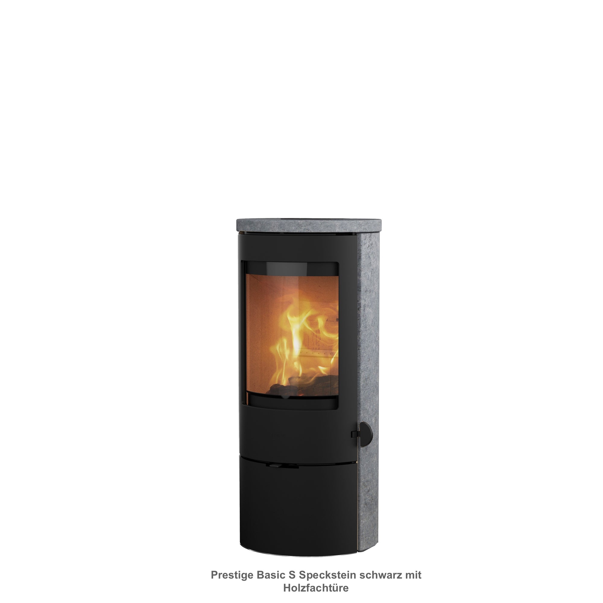 Lotus Kaminofen Prestige Basic S schwarz mit Holzfachtüre