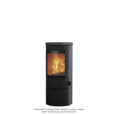 Lotus Kaminofen Prestige Basic Korpus grau, Indian Night Verkleidung und Holzfachtüre