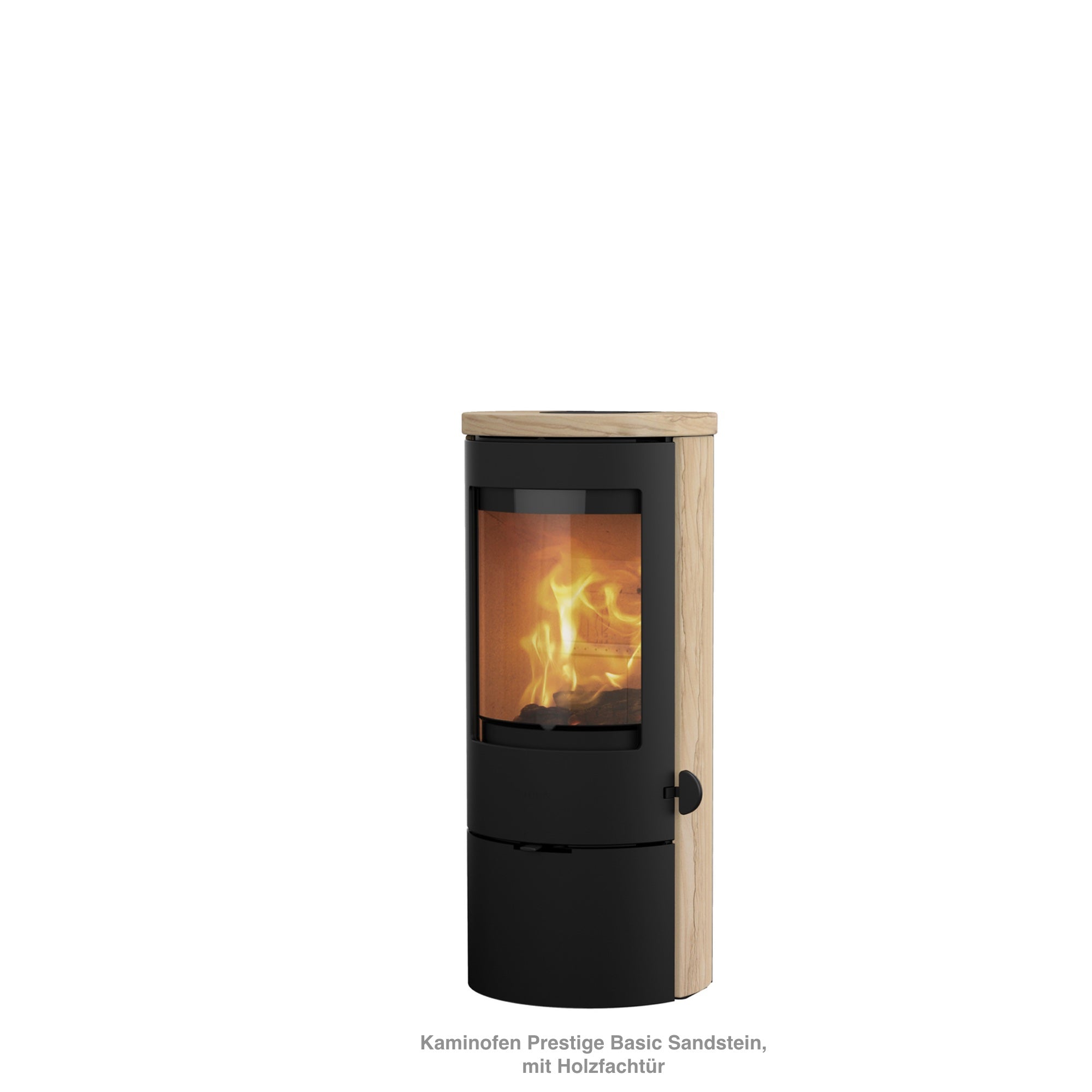 Lotus Kaminofen Prestige Basic schwarz mit Holzfachtüre