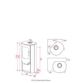 Lotus Kaminofen Prio 5 S Speckstein Masse